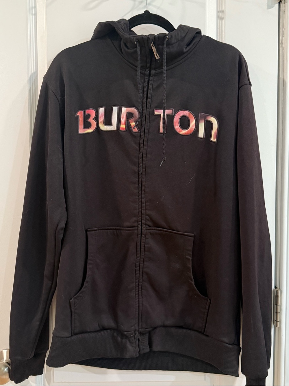 Burton Black Zip Hoodie with Pink Gradient Logo